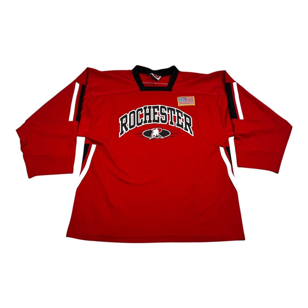 Rochester Jersey Mens Large Red Hockey Shirt K1 Sportswear Anglin 21 The Loop